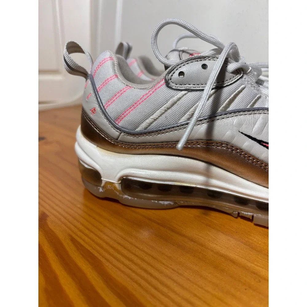 Nike Air Max 98 Women's Shoes White Rose Gold Pink‎ Silver Size 7.5